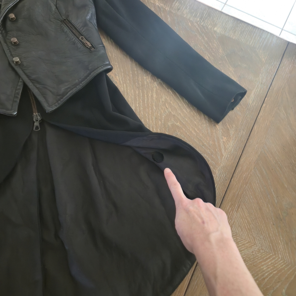 Rag & Bone Black Leather Jacket with Coat Overlay - Picture 8 of 16
